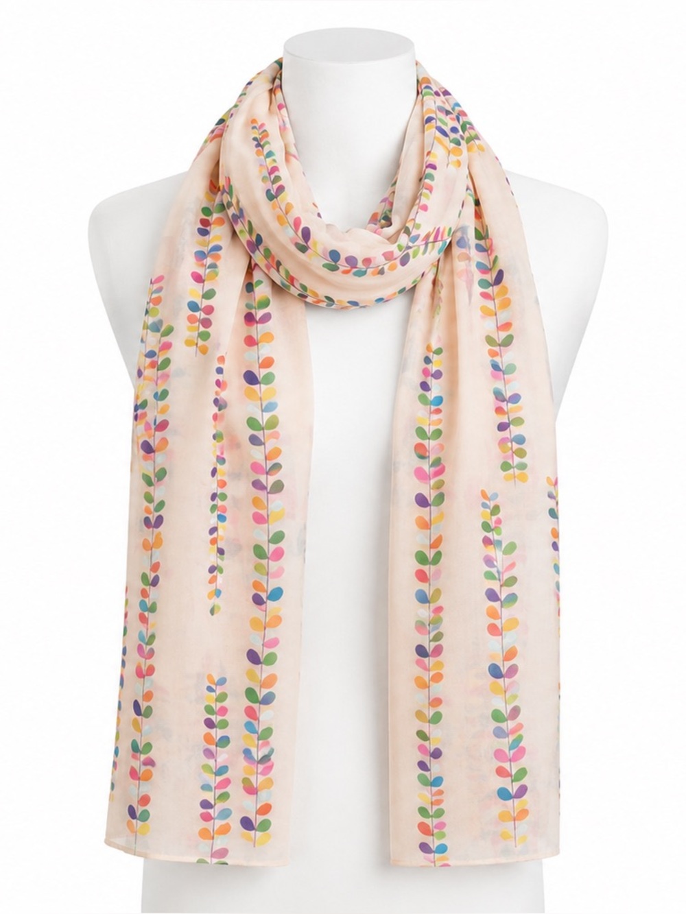 Shawl, Wrap, Scarf.  72” x 27” floral on off-white background